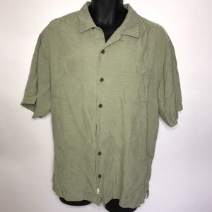 Tommy Bahama Size L Silk Green Short Sleeve Shirt
